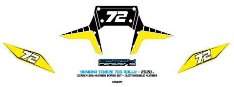 Invest - Custom Tenere 700 screen and number board decal set