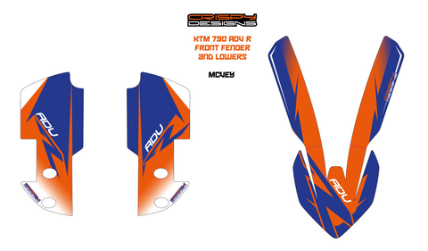 McVey - Custom colour way KTM 790 ADV fender and lowers